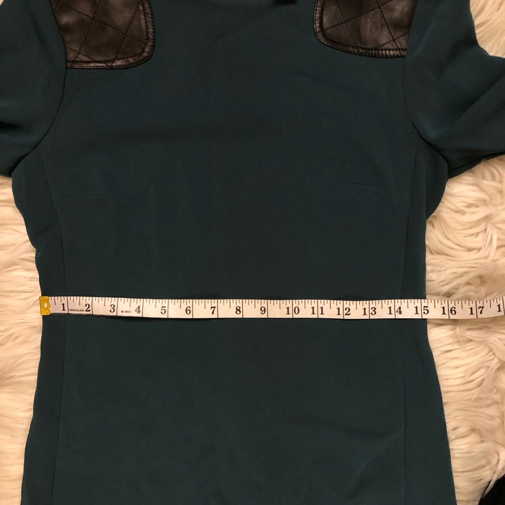 Marc Jacobs Black Lamb Leather Shoulders Lightweight Teal Sheath Dress size 4 - Picture 9 of 10